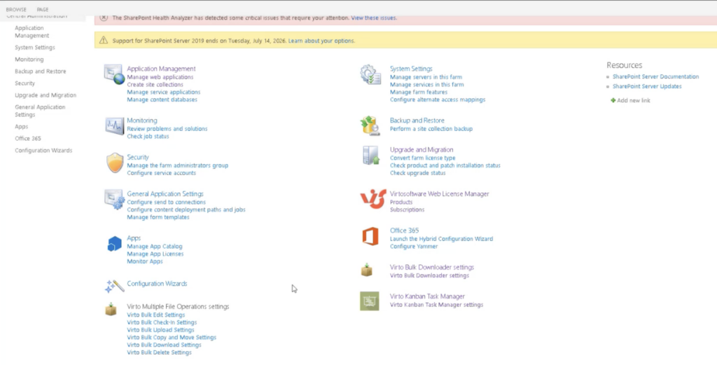 Farm Settings in SharePoint