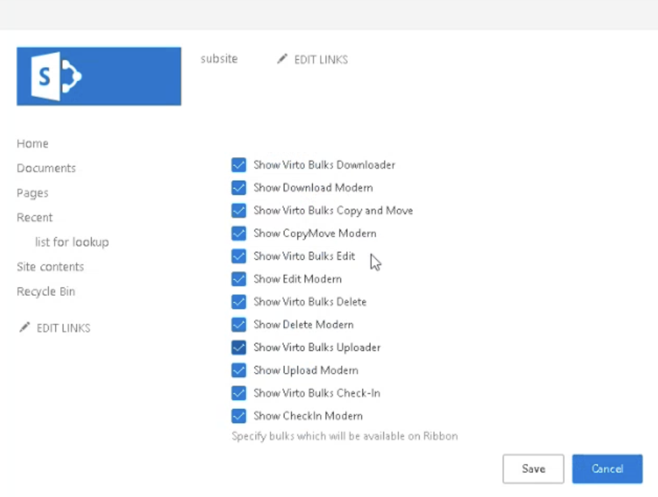 Virto Bulk General Settings