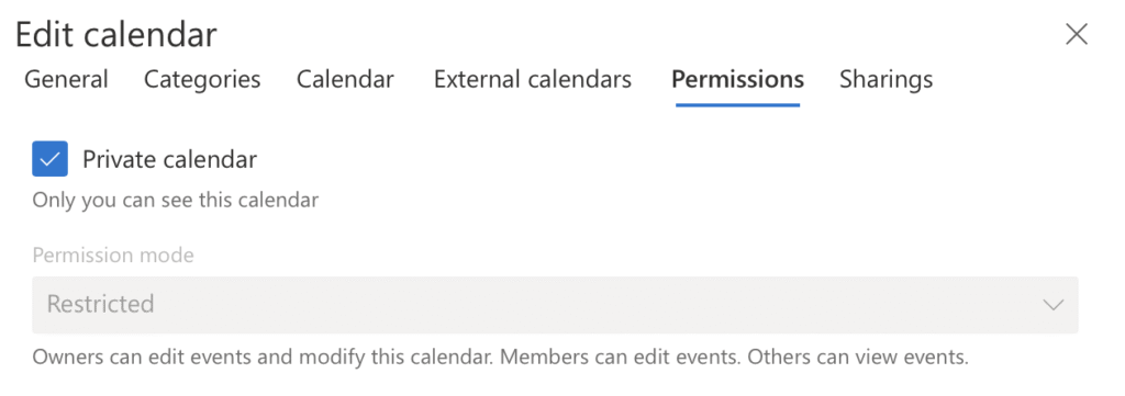 private calendar