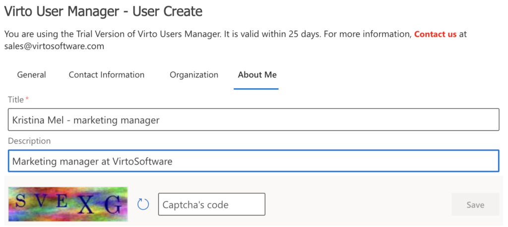 about me settings - new user web part