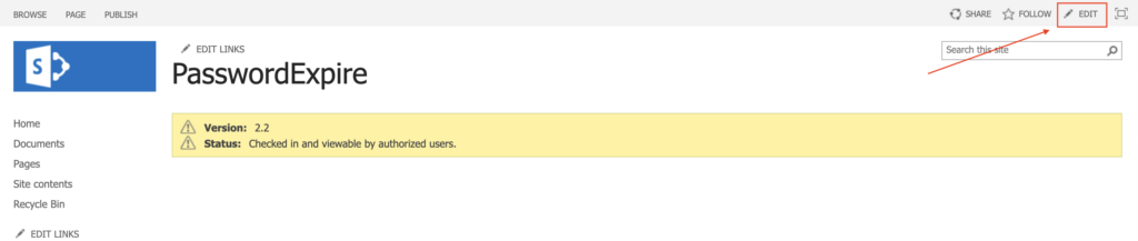 edit a page with a web part