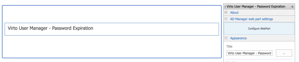 AD Manager Web Part Settings