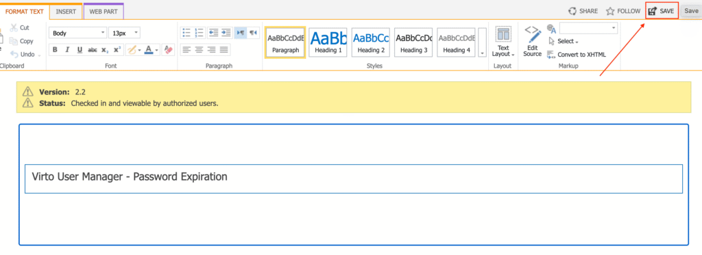 saving the configured web part