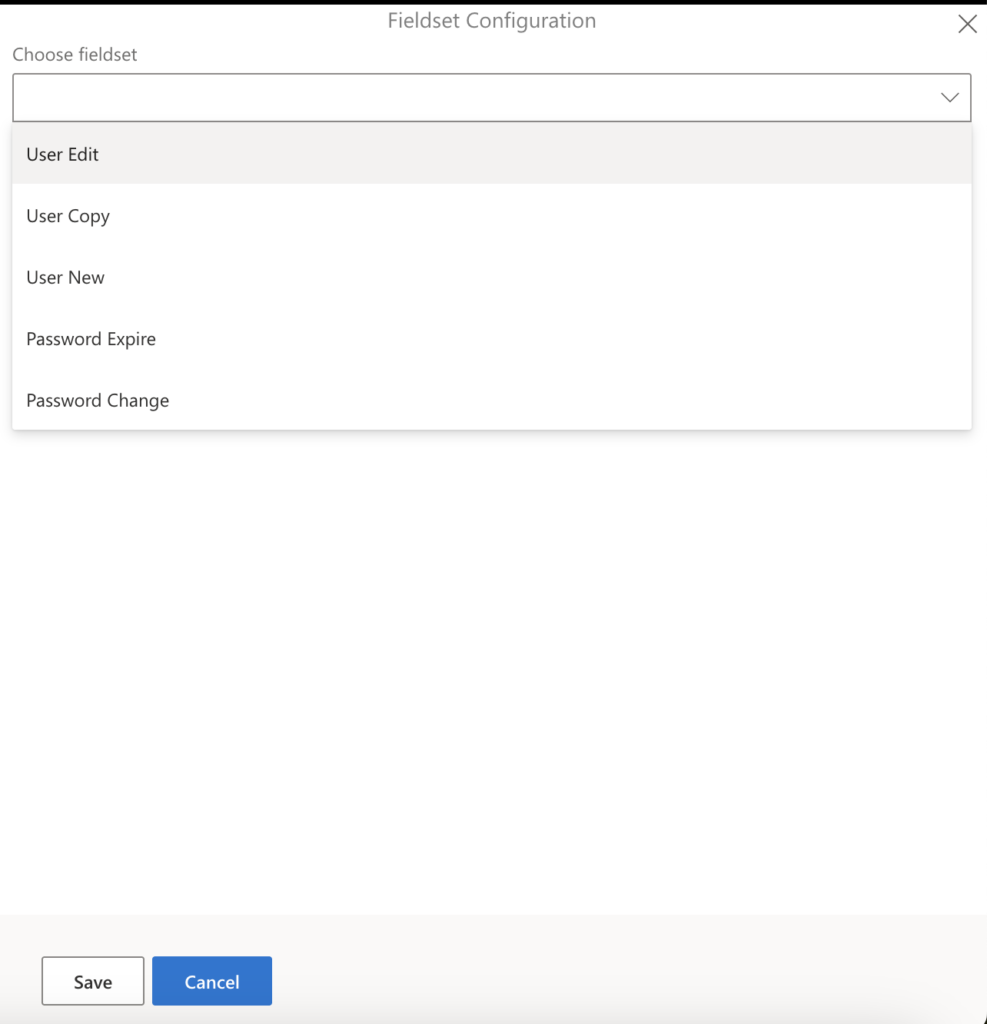 choose a fieldset and click Save.