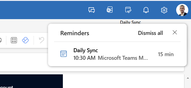outlook event push reminder